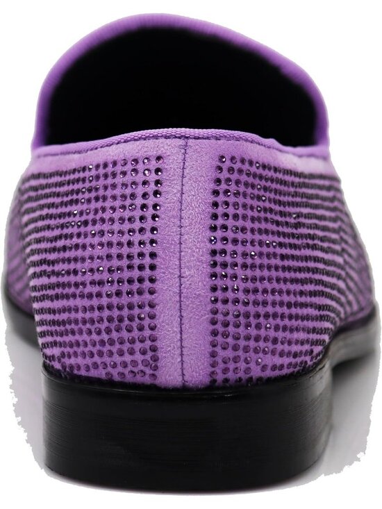 Enzo Romeo Men\'s Lavender Vintage Velvet Rhinestone Loafer Slip On Tuxedo Shoes main image 6